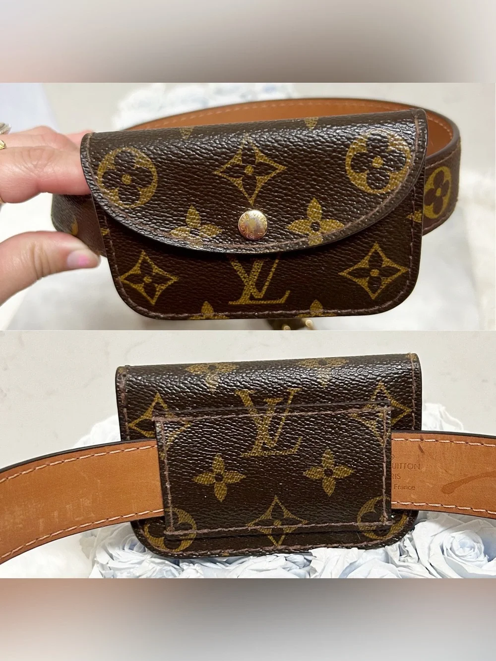 Authentic Louis Vuitton Ceinture Monogram Pochette Belt / Bum Bag